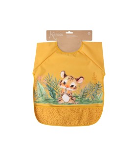 Babero impermeabe con mangas tigre mostaza